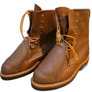 Iron Age Mens Work Boots Sz 8.5 C Met Guard 8 Inch Brown Leather Steel Toe USA